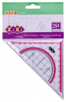 Угольник 2 в 1,140 мм, 90°/45°, с розовой полоской, блистер, KIDS Line ZiBi ZB.5623-10