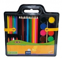 Набор для рисования (краски, цв.карандаши, мелки восковые, кисть натуральная, точилка) ZiBi ZB.6400
