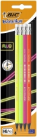Олівець чорнографітовий "Evolution Fluo", з гумкою, 4шт в блістері BIC bc942053