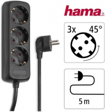 Сетевой удлинитель Hama 3XSchuko 3G*1.5мм 5м Black 00108843