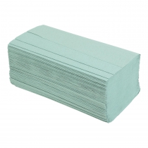 Полотенца бумажные макулатурные V-образные, 200 шт, 23х24 см зеленый Buroclean 10100114