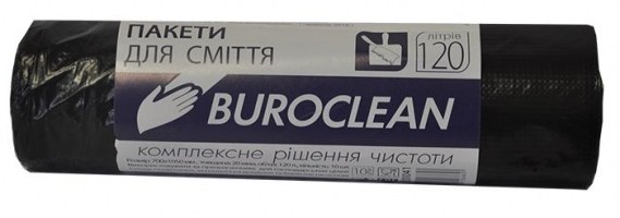 Пакеты для мусора 120л/10шт, черные BuroClean ECO Buroclean 10200041