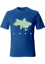 Футболка з патріотичним принтом "Love Ukraine" чоловіча синя 15_MTblue