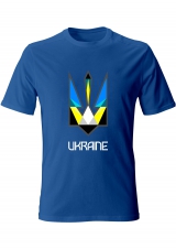 Футболка с патриотическим принтом "Герб Ukraine" мужская синяя 20_MTblue