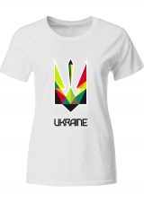 Футболка з патріотичним принтом "Герб Ukraine 2" жіноча біла 22_WTwhite