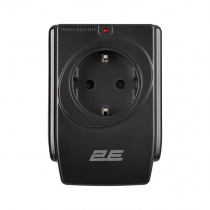 Адаптер сетевой 2E 1xТипF, 16A, 2xUSB-A, фильтр, чёрный 2E-AD120U