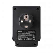 Адаптер сетевой 2E 1xТипF, 16A, 2xUSB-A, фильтр, чёрный 2E-AD120U