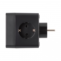 Адаптер мережевий 2E 3xТипF, 16A, 2xUSB-A, 1x USB-C фільтр, чорний 2E-AD431BK