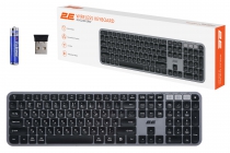 Клавиатура мембранная 2E KS240 110key, WL/BT, EN/UK, серо-чёрный 2E-KS240WG_UA