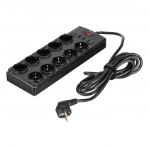 Подовжувач мережевий 2E 3м, 10xТипF, 16A, 3xUSB-A, 1xUSB-C, фільтр, чорний 2E-SP10M3USBBK