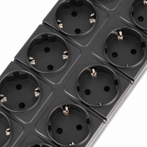 Подовжувач мережевий 2E 3м, 10xТипF, 16A, 3xUSB-A, 1xUSB-C, фільтр, чорний 2E-SP10M3USBBK