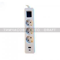 Подовжувач-фільтр мережевий 2E 3xТип F, 3x1.5мм кв, 16A, 1xUSB-A, 1xUSB-C, з захистом від перенапруги, 3м, білий 2E-SP315M3USBWH