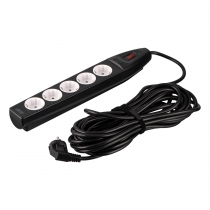 Удлинитель сетевой 2E 10м, 5xТипF, 16A, фильтр, чёрный 2E-SP515M10BK