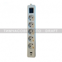 Удлинитель-фильтр сетевой 2E 5xТип F, 3x1.5мм кв, 16A, 1xUSB-A, 1xUSB-C, с защитой от перенапряжения, 3м, белый 2E-SP515M3USBWH