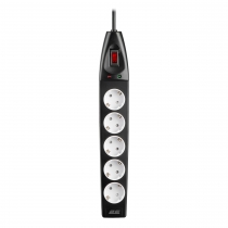 Удлинитель сетевой 2E 5м, 5xТипF, 16A, фильтр, чёрный 2E-SP515M5BK