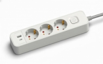 Подовжувач мережевий 2E TwoColors 1.5м, 3xТипF, 16A, 2xUSB-C, 1x USB-A, біло-чорний 2E-U03ESU31.5WB