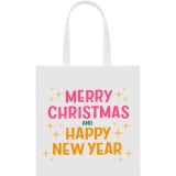 Еко-сумка з новорічним принтом "Merry Christmas.Happy New Year" біла 41_Bwhite