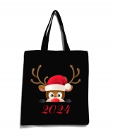 Еко-сумка з новорічним принтом "Новорічний олень" чорна 42_Bblack