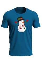 Футболка з новорічним принтом "Веселий сніговик" чоловіча синя 51_MTblue
