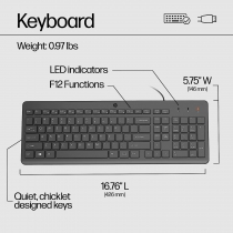 Клавіатура HP 150 USB UA Black 664R5AA