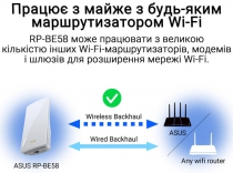 Розширювач покриття WiFi ASUS RP-BE58 AX3000 1xGE LAN, MESH 90IG09J0-MO0C00