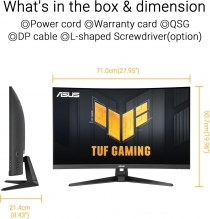 Монітор Asus 31.5&quot; TUF Gaming VG32WQ3B 2xHDMI, DP, MM, VA, 2560x1440, 180Hz, 0.5ms, sRGB 120%, CURVED, AdaptiveSync, HDR10 90LM0AP1-B01171