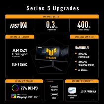 Монитор Asus 34" TUF Gaming VG34WQL5A 2xHDMI, 2xDP, 4xUSB, MM, VA, 3440x1440, 21:9, 200/400Hz, 1ms, sRGB 120%, CURVED, FreeSync, HAS, HDR400 90LM0CI1-B01171