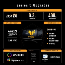 Монитор Asus 34" TUF Gaming VG34WQ5A 2xHDMI, 2xDP, 2xUSB, MM, VA, 3440x1440, 21:9, 200/400Hz, 0.5ms, DCI-P3 95%, CURVED, FreeSync, HDR400 90LM0CP1-B01171