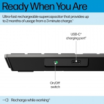 Клавиатура мембранная HP 720 Multi-Device Rechargeable, 109key, WL/BT, EN/UK, чорний 9T5B1AA