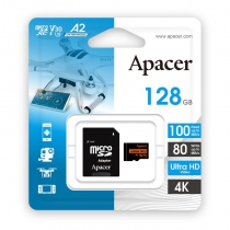 Карта пам'яті Apacer microSD 128GB C10 UHS-I U3 A2 R100/W80MB/s + SD AP128GMCSX10U8-R