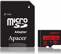 Карта пам'яті Apacer microSD  64GB C10 UHS-I R85MB/s + SD AP64GMCSX10U5-R