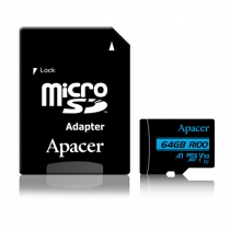 Карта пам'яті Apacer microSD  64GB C10 UHS-I U3 R100/W80MB/s + SD AP64GMCSX10U7-R
