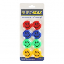 Комплект магнітів СМАЙЛИК КОЛЬОРОВЫ, 8 шт *30 мм Buromax BM.0032