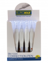 Корректор-ручка 12 мл, спиртовая основа, металлический наконечник Buromax BM.1034