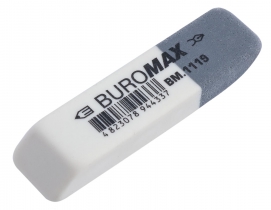 Резинка двойная с абразивной частью M, 55x14x8 мм, синт.каучук, бело-серая Buromax BM.1119