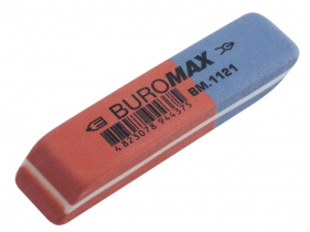 Гумка подвійна з абразивною частиною L, 58x14x8 мм, синт.каучук, червоно-синя Buromax BM.1121