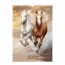 Календар настінний 2026 р., А3, 1 пружина, Horses Buromax BM.210601