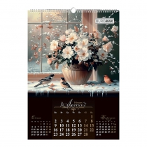 Календар настінний 2026 р., А2, 1 пружина, Flowers and birds Buromax BM.210650