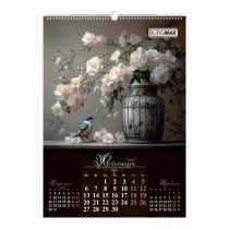 Календар настінний 2026 р., А2, 1 пружина, Flowers and birds Buromax BM.210650