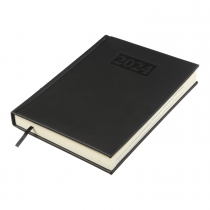 Дневник датированный 2024 GENTLE, A5, черный, штуч. кожа/поролон Buromax BM.2109-01