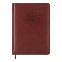 Дневник датированный 2024 BRAVO, A5, коричневый, штуч. кожа/поролон Buromax BM.2112-25
