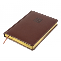 Дневник датированный 2024 BRAVO, A5, красно-коричневый, штуч. кожа/поролон Buromax BM.2112-41