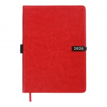 Щоденник датований 2026 LEGEND, A5, червоний, штуч.шкіра Buromax BM.21149-05