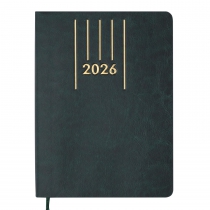 Дневник датированный 2026 MEMORY, A5, зеленый, штуч.кожа Buromax BM.21151-04