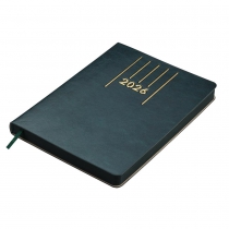 Дневник датированный 2026 MEMORY, A5, зеленый, штуч.кожа Buromax BM.21151-04