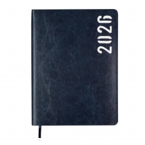 Дневник датированный 2026 MIND, A5, синий, штуч.кожа Buromax BM.21152-02