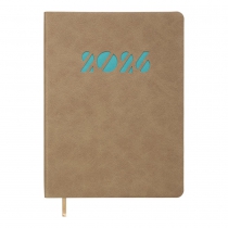 Дневник датированный 2026 INVISIBLE, A5, бежевый, штуч.кожа Buromax BM.21154-28