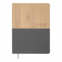 Дневник датированный 2026 CORAL, A5, серый, штуч.кожа Buromax BM.21155-09