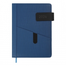 Дневник датированный 2024 GALAXY, A5, синий, штуч. кожа/поролон Buromax BM.2123-02