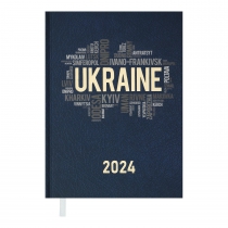 Дневник датированный 2024 UKRAINE, A5, т.синий Buromax BM.2128-03